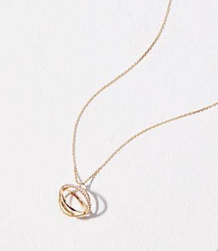 Loft Crystal Linked Circle Pendant Necklace