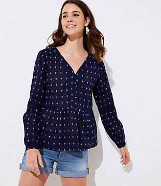 Loft Crosshatch Peplum Blouse