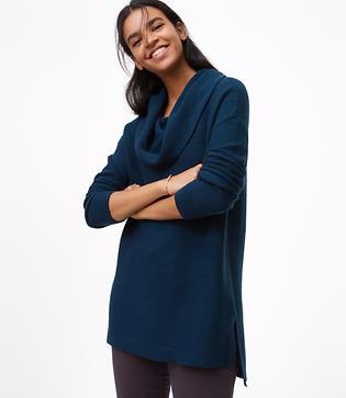 Loft Textured Cowlneck Tunic Sweater
