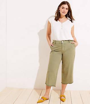 Loft Plus Wide Leg Jeans In Garden Green