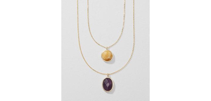 Loft Multicolored Layered Stone Pendant Necklace