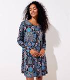Loft Paisley Long Sleeve Swing Dress