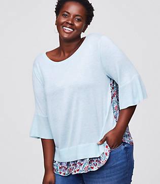 Loft Plus Tulip Garden Mixed Media Sweater