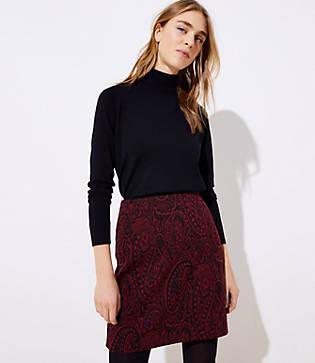 Loft Paisley Jacquard Shift Skirt