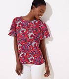 Loft Floral Mixed Media Tie Back Flutter Tee