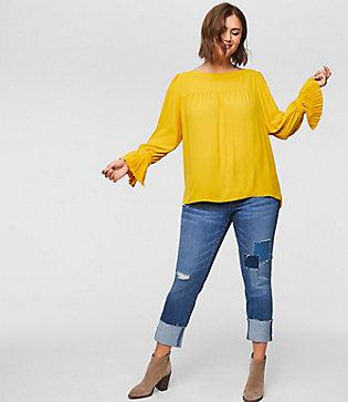Loft Plus Pleated Cuff Blouse