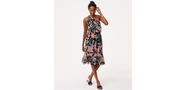 Loft Wild Orchid One Shoulder Dress