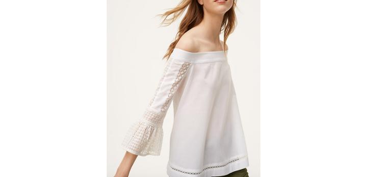 Loft Lacy Bow Back Off The Shoulder Top