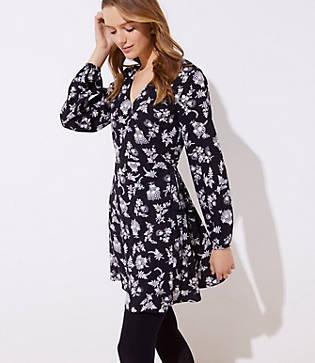 Loft Floral Flare Wrap Dress