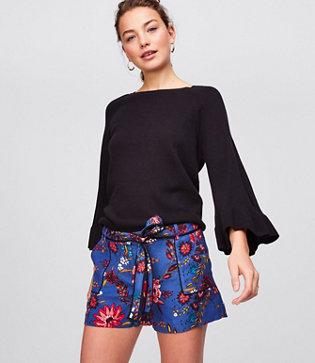 Loft Wildflower Tie Waist Utility Shorts