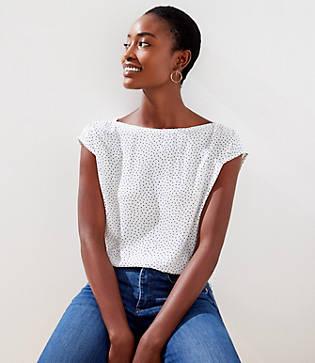 Loft Geo Dot Mixed Media Dolman Tee