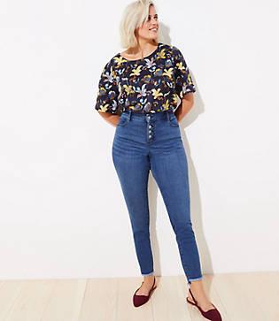 Loft Plus High Waist Slim Pocket Button Fly Skinny Jeans