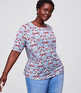 Loft Plus Tulip Garden Linen Ballet Neck Tee