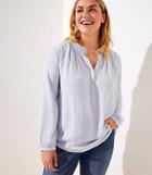 Loft Plus Striped Ruffle Henley Blouse