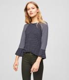 Loft Mixed Stripe Flounce Cuff Top