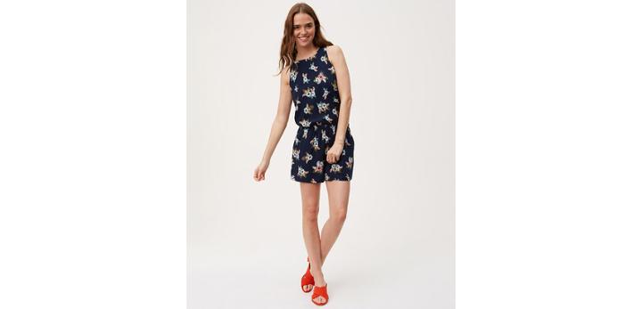 Loft Summer Floral Ruffle Back Romper