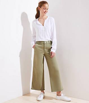Loft Wide Leg Jeans In Garden Green