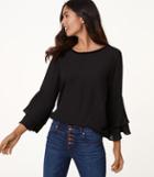 Loft Velvet Trim Bell Sleeve Top