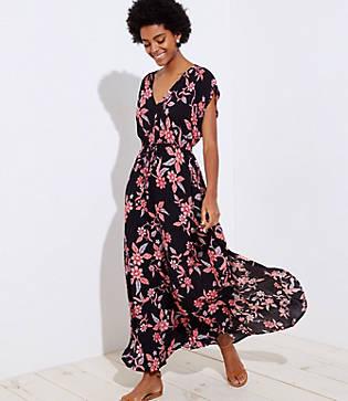 Loft Beach Floral Bar Back Maxi Dress