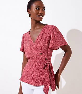 Loft Floral Button Wrap Blouse