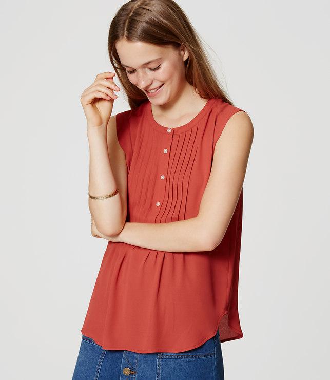 Loft Pintuck Henley Shell