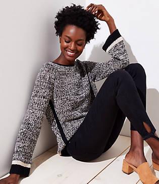 Loft Borderline Stitchy Boatneck Sweater