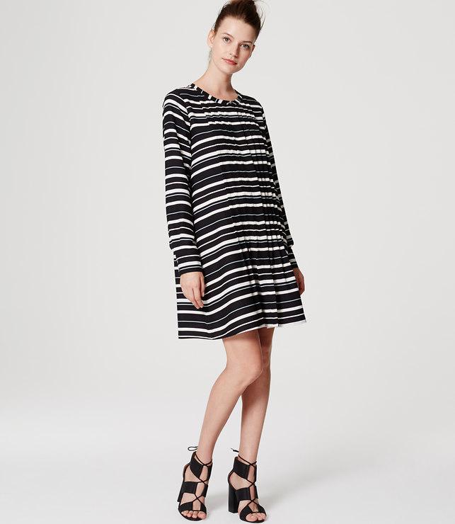 Loft Stripe Pintucked Dress
