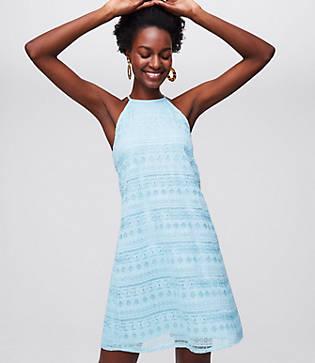 Loft Mosaic Lace Halter Swing Dress