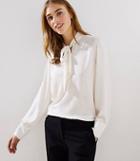 Loft Textured Stripe Tie Neck Blouse
