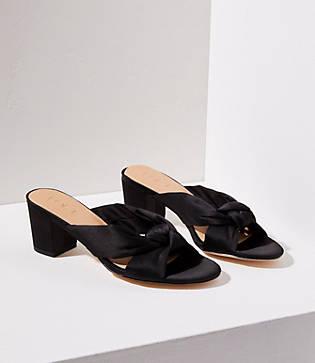 Loft Satin Knot Block Heel Sandals