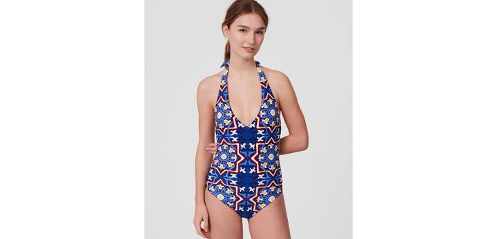 Loft Beach Kaleidoscope Halter One Piece Swimsuit