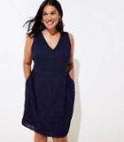 Loft Plus Embroidered Button Flare Dress