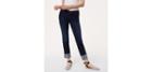 Loft Curvy Frayed Cuff Straight Leg Jeans In Super Dark Indigo Wash