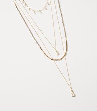 Loft Crystal Layered Pendant Necklace
