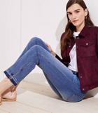 Loft Slit Unpicked Straight Leg Jeans In Mended Mid Indigo Wash