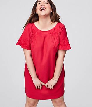Loft Plus Floral Embroidered Criss Cross Back Dress