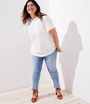 Loft Plus Striped Mock Neck Top