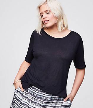 Loft Plus Linen Ballet Neck Tee