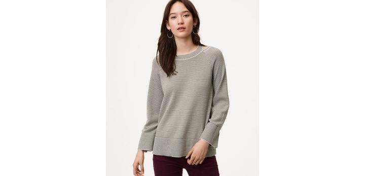 Loft Striped Cutout Sweater