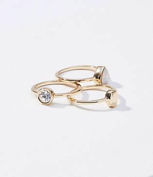 Loft Crystal Stone Ring Set