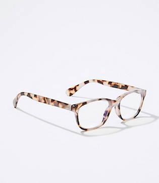 Loft Tortoiseshell Print Rectangle Blue Light Protection Sunglasses