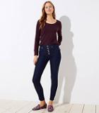Loft High Rise Button Fly Skinny Jeans In Dark Rinse Wash
