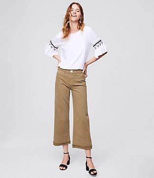 Loft Wide Leg Crop Jeans In Magnolia Green