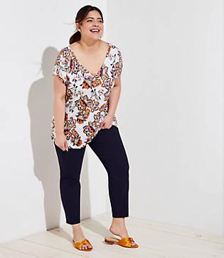 Loft Plus Floral V-neck Linen Tee