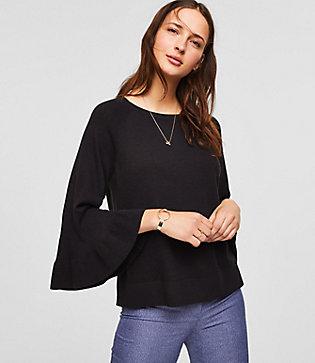 Loft Striped Bell Sleeve Sweater
