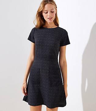 Loft Flecked Pocket Flare Dress
