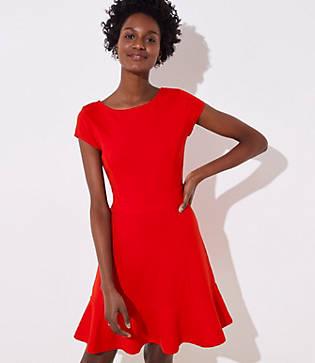 Loft Ponte Flounce Flare Dress