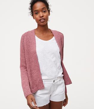 Loft Marled Bell Sleeve Open Cardigan