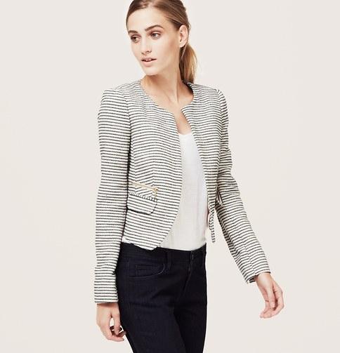 Loft Textured Stripe Open Jacket