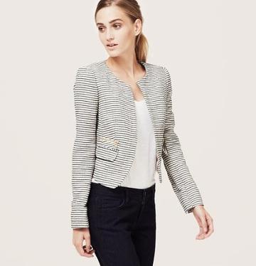 Loft Textured Stripe Open Jacket